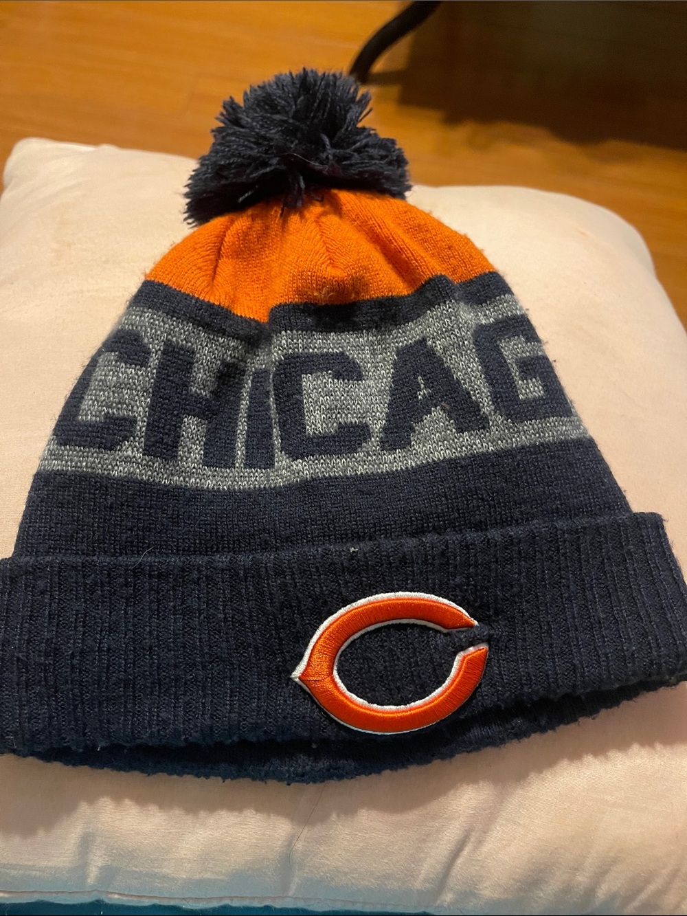 NFL Chicago Knit Pom Beanie - Orange, Navy, Gray
